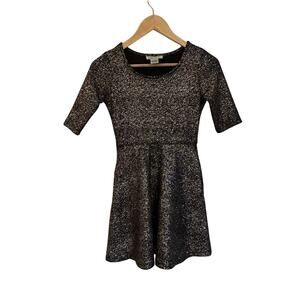 Sparkly Black Twirl Dress sz 10 Black Metallic Gold Swing Dress
